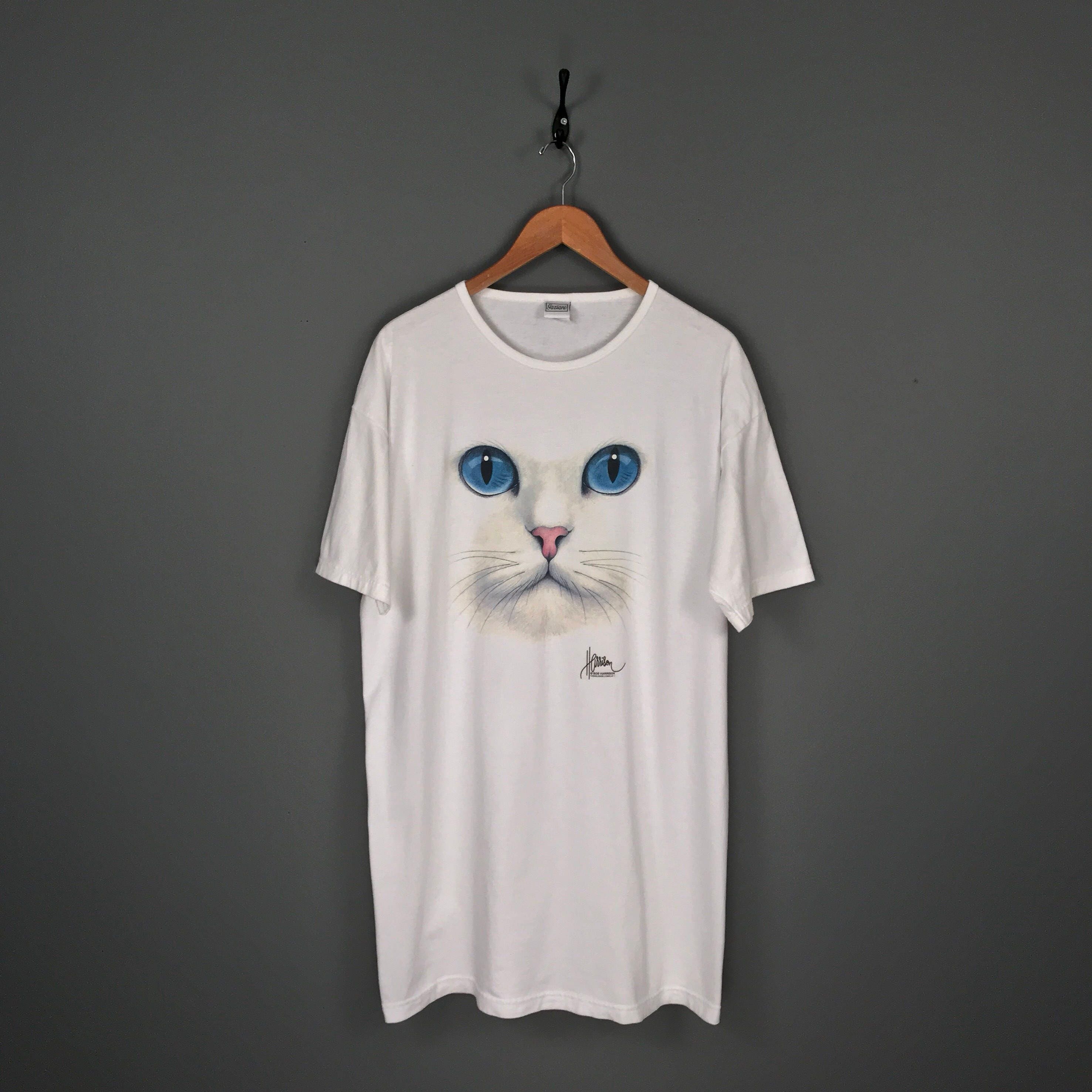 90 s surdimensionné chat Face impression T-Shirt. Vintage des années 90 Oversized imprimé chat nuit chemise pyjama Tee. 90 s surdimensionné chat Face impression T-Shirt. Vintage des des des années 90 Oversized imprimé chat nuit chemise pyjama Tee. a2d859