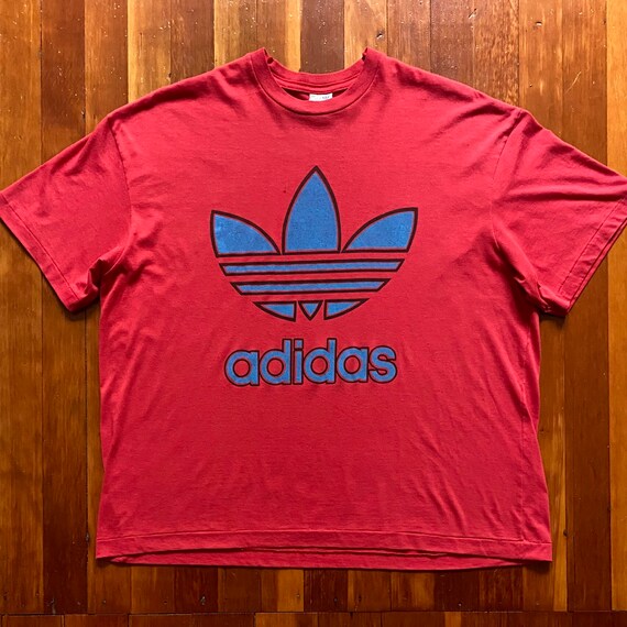 90s Trefoil Adidas T-shirt. Vintage 1990s Red Adidas Trefoil - Etsy