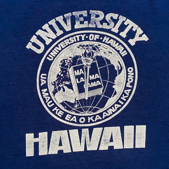 80s University Of Hawaii Navy Blue Graphic T-Shir… - image 4