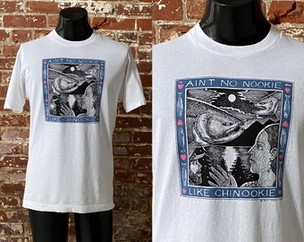 90s Ray Troll the Perils of Nude Fly Fishing Fish Art T-shirt