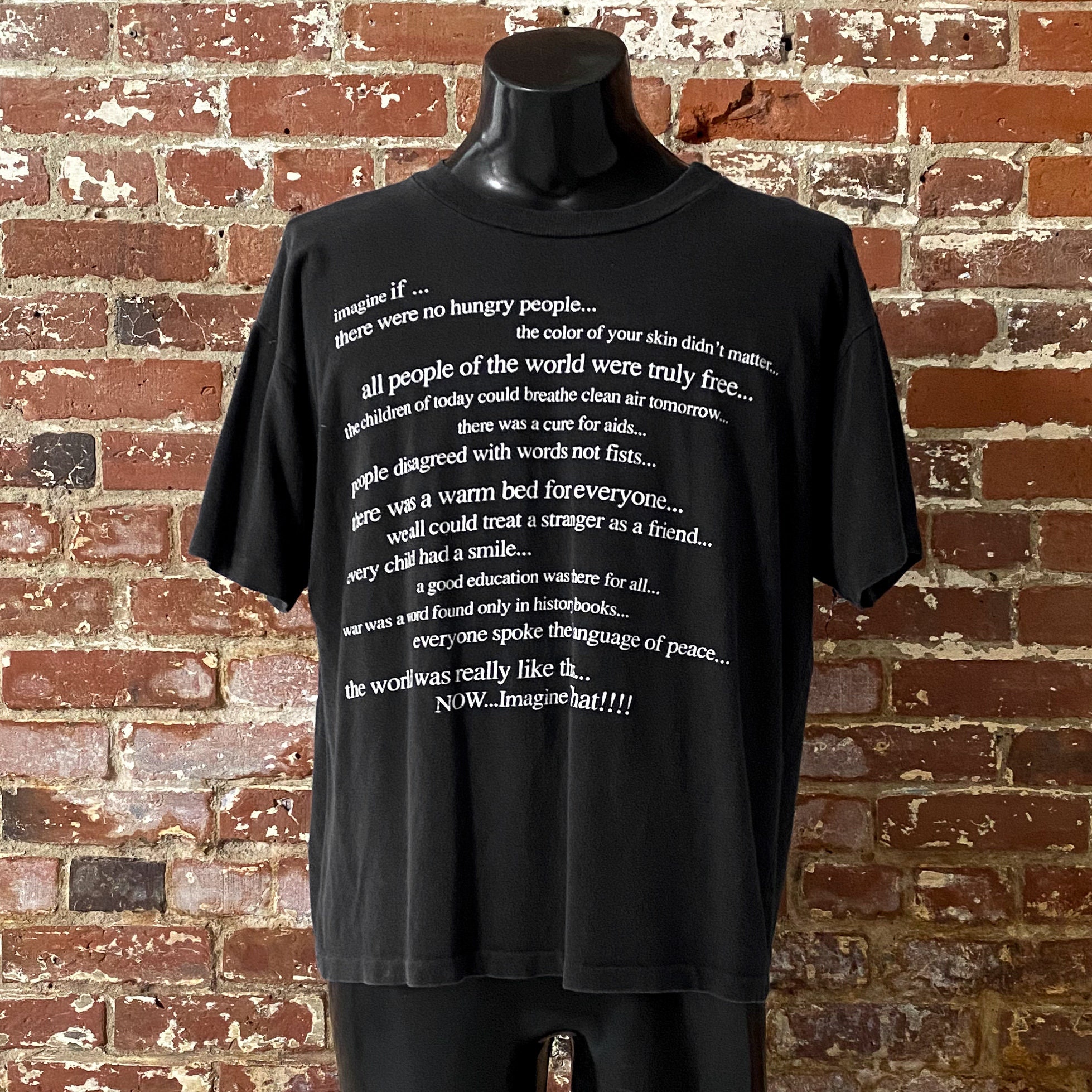 90s Imagine “world Peace” Statement T-shirt. Vintage 1990s