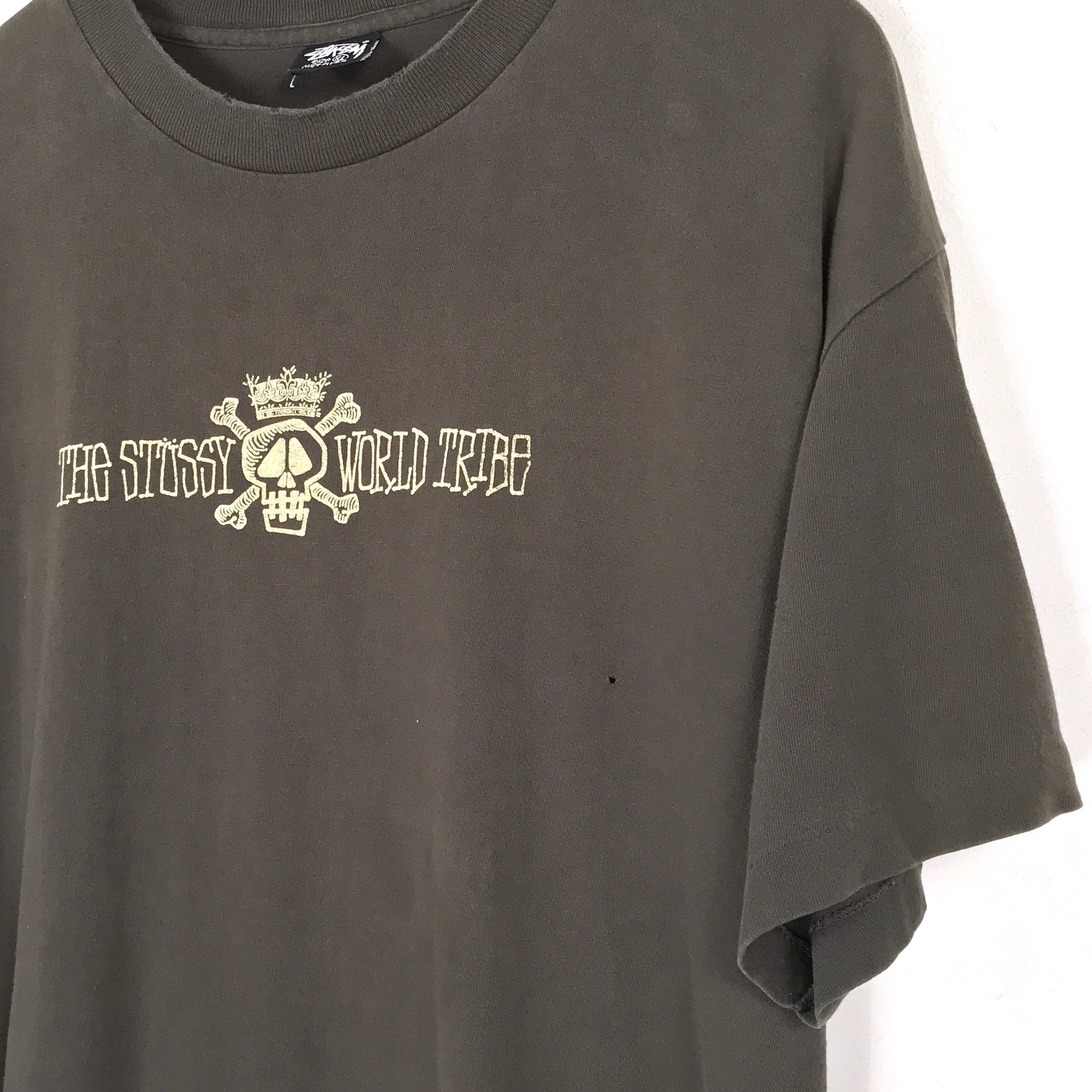 90s Stussy World Tribe T-shirt. Faded Vintage 1990s Single Stitch 