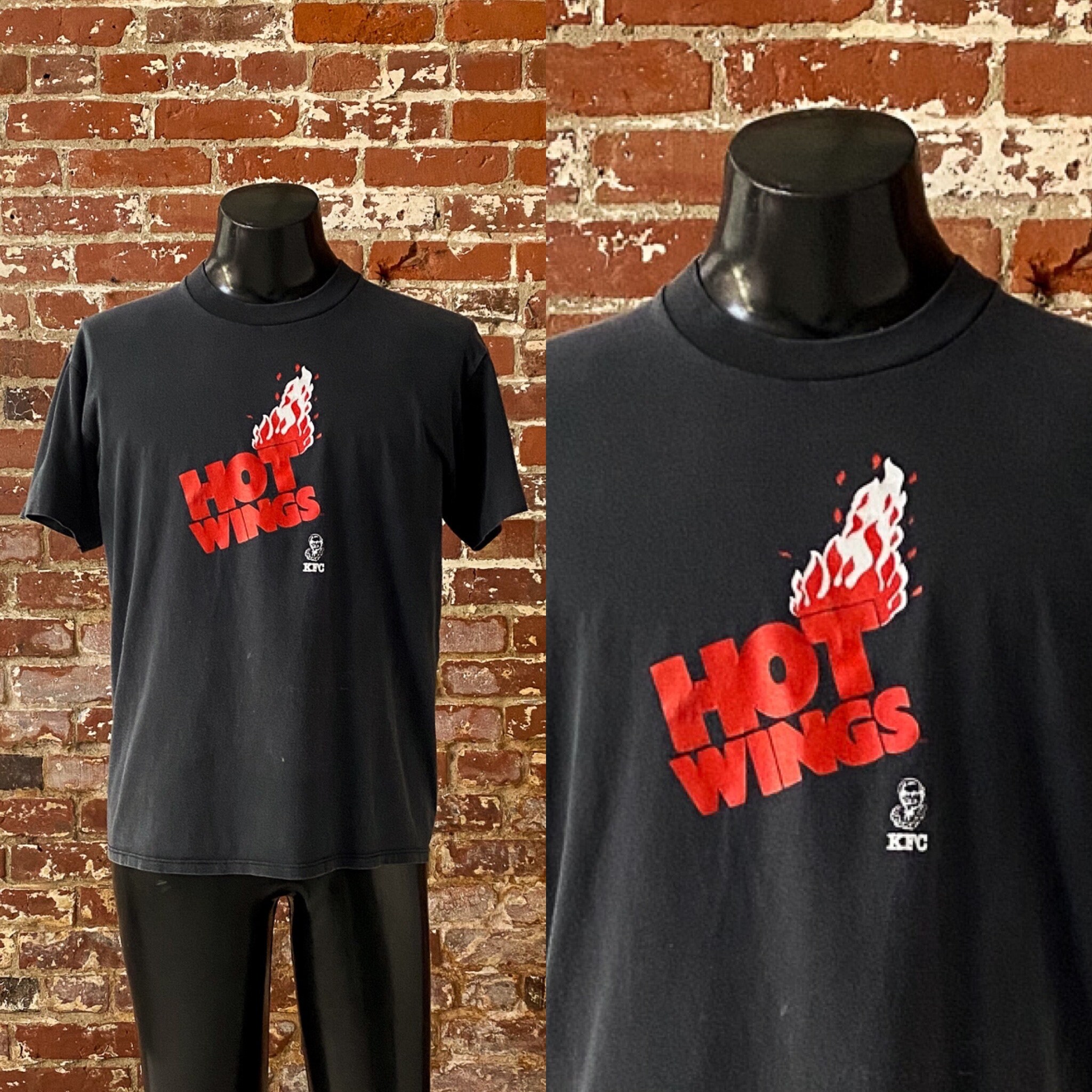 90s KFC Hot Wings Promo Tee. Vintage 1990s Kentucky Fried Chicken 