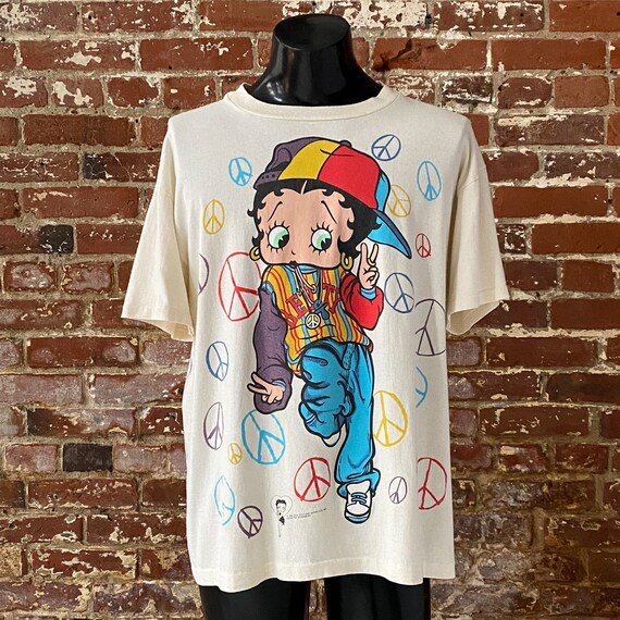 90s Betty Boop Street Style Peace Sign T-Shirt. Vintage 1994