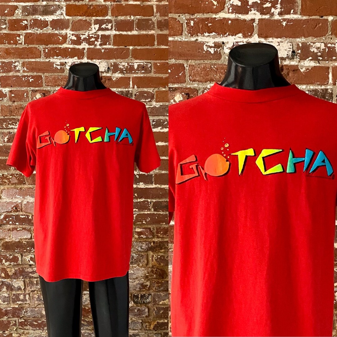 90s Gotcha Red Rainbow Puffy Graphic Surf T-shirt. Vintage 1990 Gotcha ...