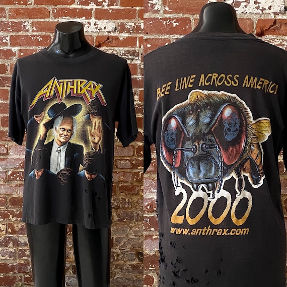 2000 Anthrax Bee Line Across America Tour T-shirt. Vintage 00s