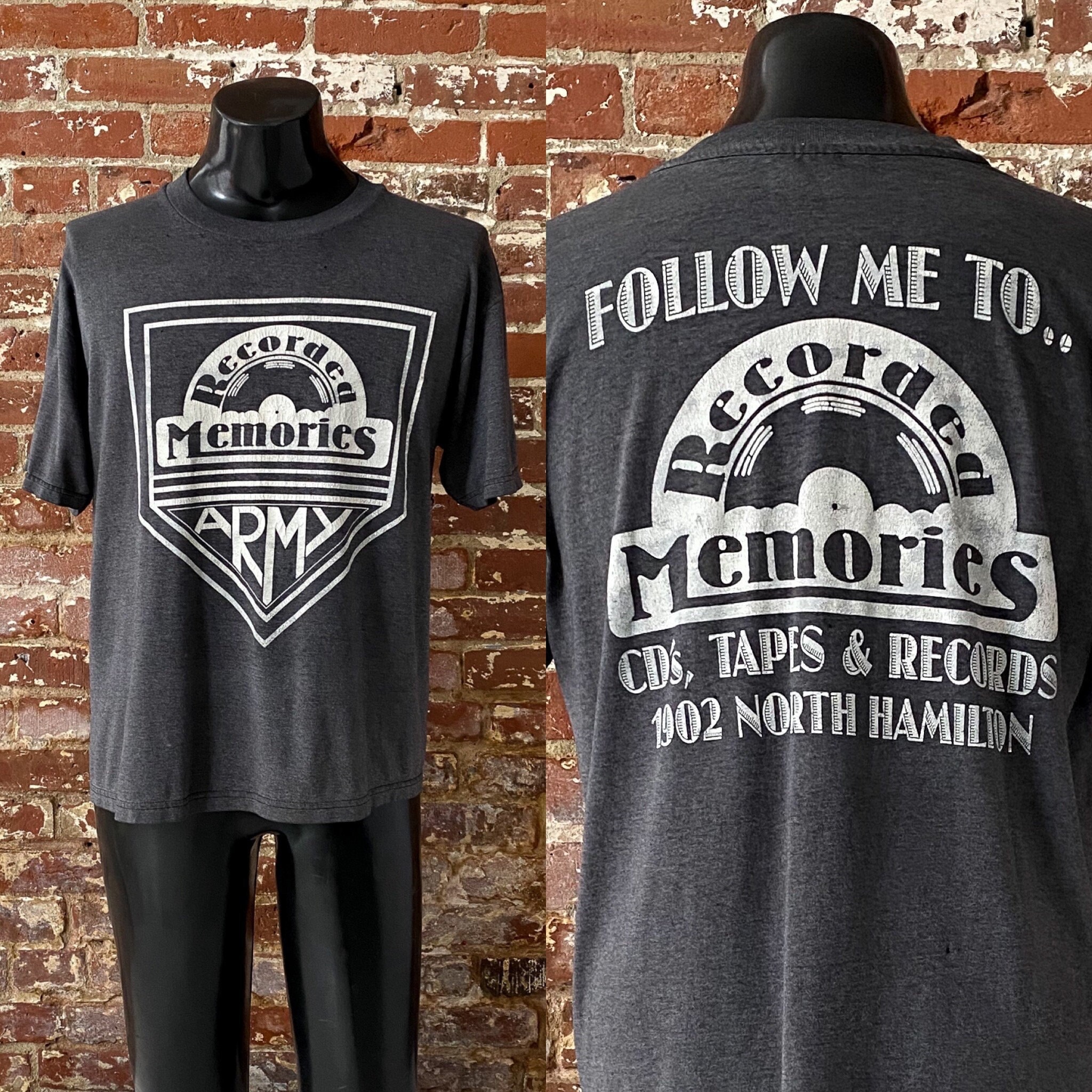 90s Recorded Memories Cd's, Tapes & Records Store T-shirt. Vintage