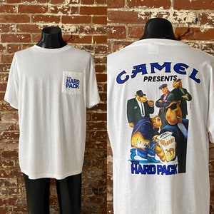 1991 Camel Cigarettes The Hard Pack  Pocket T-Shirt. Vintage 90s Camel Presents: The Hard Pack Tee. Single Stitch Made in USA - XL 23" x 30"