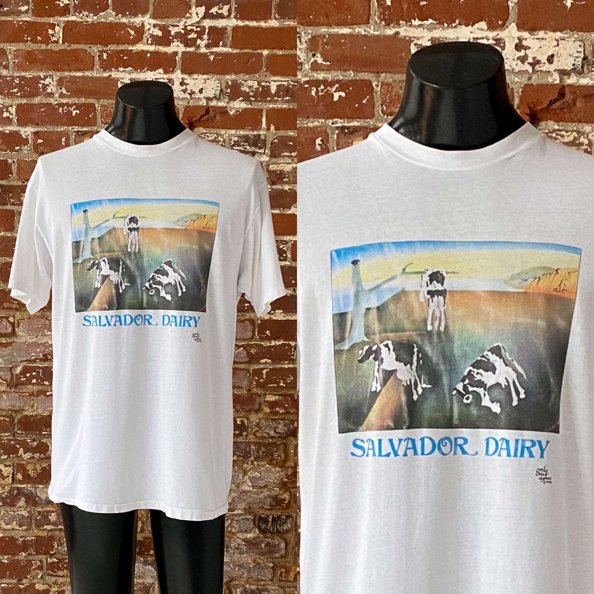 80s Salvador Dairy Cow Art Parody T-shirt. Vintage 1988 - Etsy