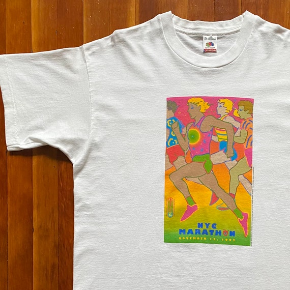 90s Peter Max NYC Marathon Poster Art T-Shirt. Vi… - image 1