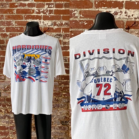 deadmansupplyco Vintage Hockey - Quebec Nordiques (White Nordiques Wordmark) Long Sleeve T-Shirt