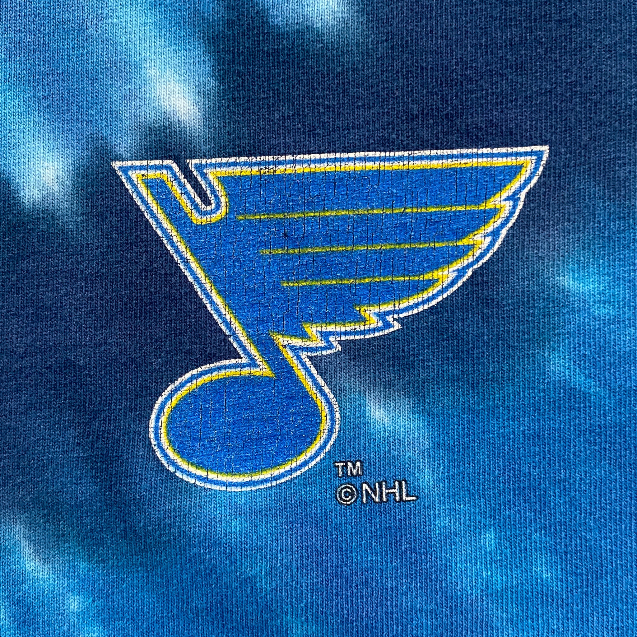 KoolThingTeez 90s/00s St. Louis Blues NHL T-Shirt. Vintage 1990s/2000s St. Louis Blues Liquid Blue Tie Dye Tee. Made in USA/Mexico - Large 22.5 x 29.5