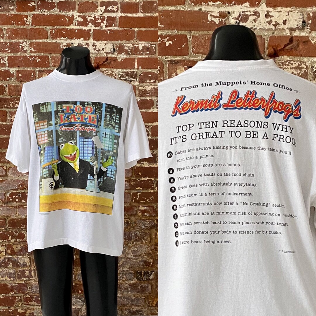 デルタ　90s/TOO LATE/Kermit/カーミット/Tシャツ/L 90年代 90s カーミット アメリカ製 半袖 白 ホワイト