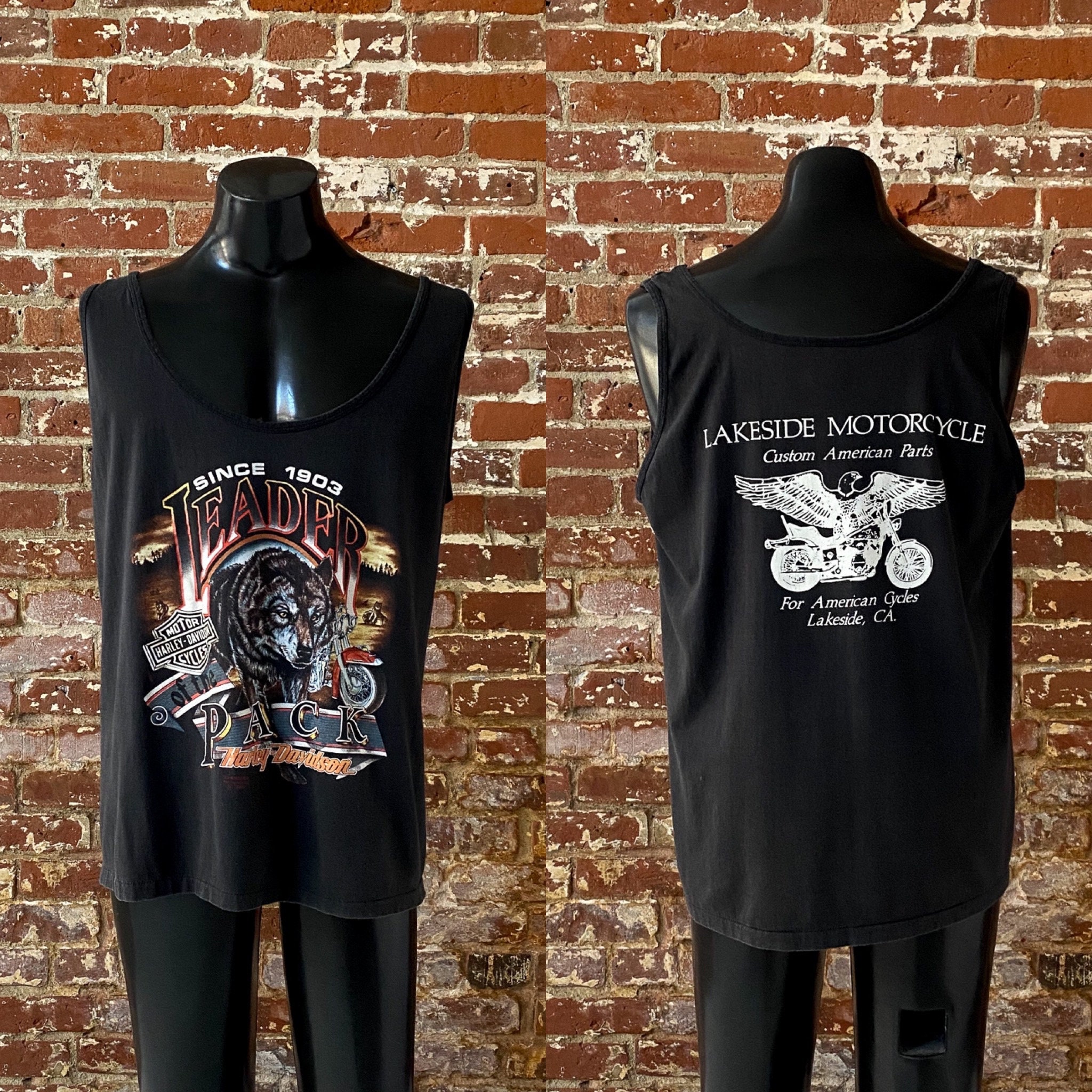 Harley Davidson 3D eagle 90s tank シャツ 90s Harley Davidson 3D Emblem Leader of the Pack Eagle