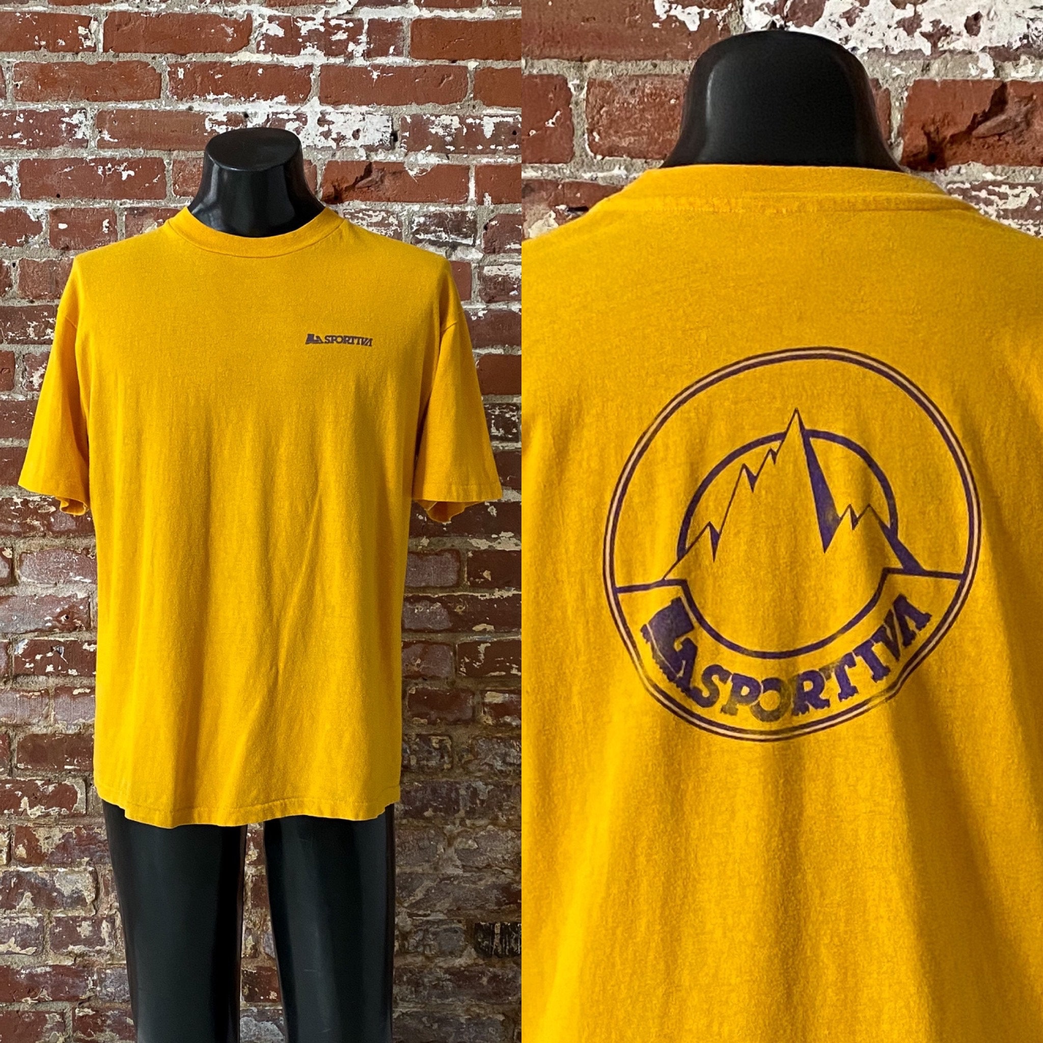 ミュージシャン Layered T-shirt \"lit tle punk\" [Yellow] Murina LIT band retro vintage cartoon yellow shirt OG large