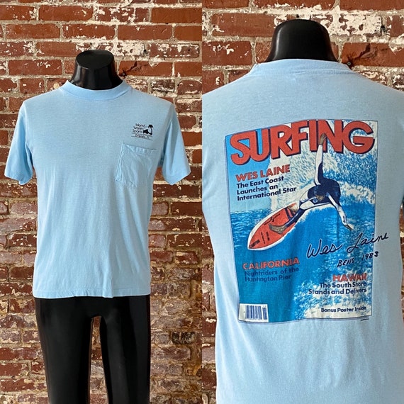 80s Surfing Magazine Island Water Sports Orlando, FL Pocket T 