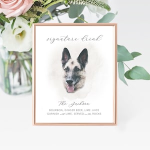 Dog Signature Cocktail Sign - Submit Your Own Photo!, Pet Signature Cocktail Sign, Wedding Signature Drink Sign (One Pet)