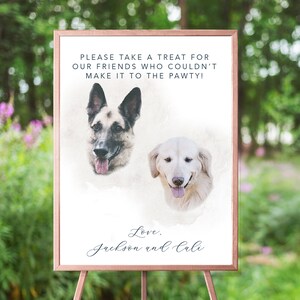 Hund Gastgeschenk Hochzeit | Zwei Haustiere Hochzeitsschild | Einfacher kundenspezifischer digitaler Download!