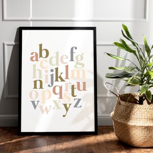 Neutral Alphabet Print, ABC Wall Art, Neutral Nursery Art, Kids Room Art, Playroom Artwork, Classroom Art, Classroom Decor, Instant Download