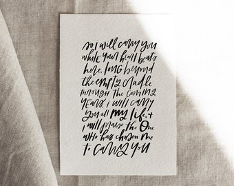 So I Will Carry You Hand Lettered Art Print | Infant Loss Gift | Miscarriage Gift | Instant Download | Baby Loss Quote | Infant Loss Quote