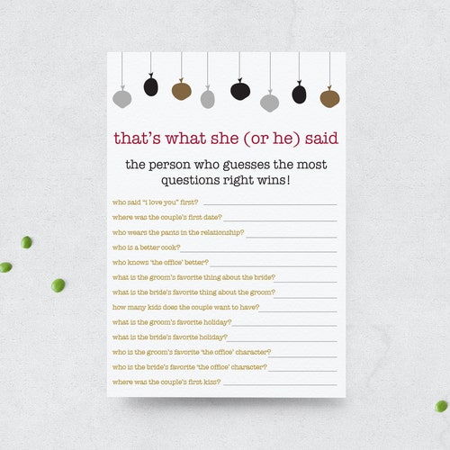 The Office Bachelorette Party Game the Office Bridal Shower Etsy