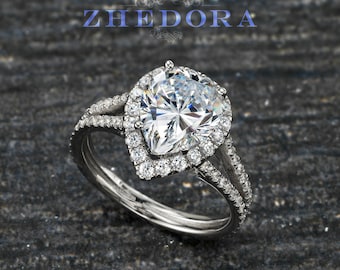 Sterling Silver Pear Engagement Ring, Split Shank Pear Engagement Ring, Pear Engagement Ring, Pear Cut Ring, Pear Engagement Ring By Zhedora