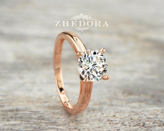 2.0 CT Brilliant Round Cut Solitaire Rose Gold Plated Engagement Ring .925 Sterling Silver Simulated Stones Wedding Ring Bridal Ring