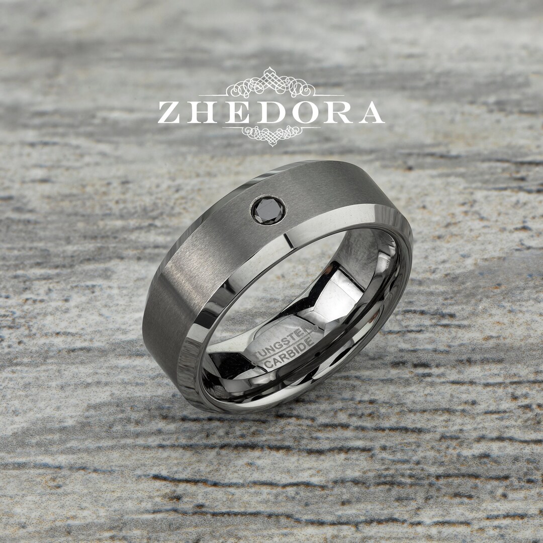 Anello In Tungsteno Heartbeat, Anello Da Uomo In Tungsteno, Fascia Da 8 - Foto 4