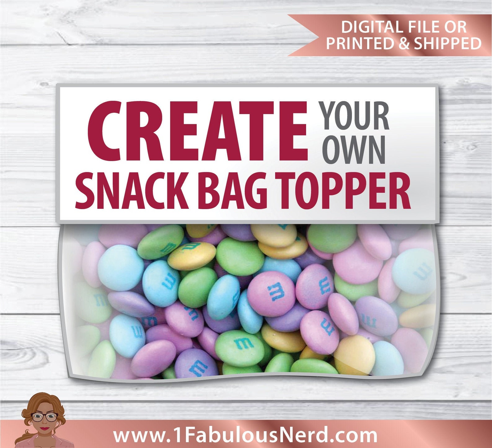 Custom Designed Snack Bag Topperparty Favordigital File or Etsy