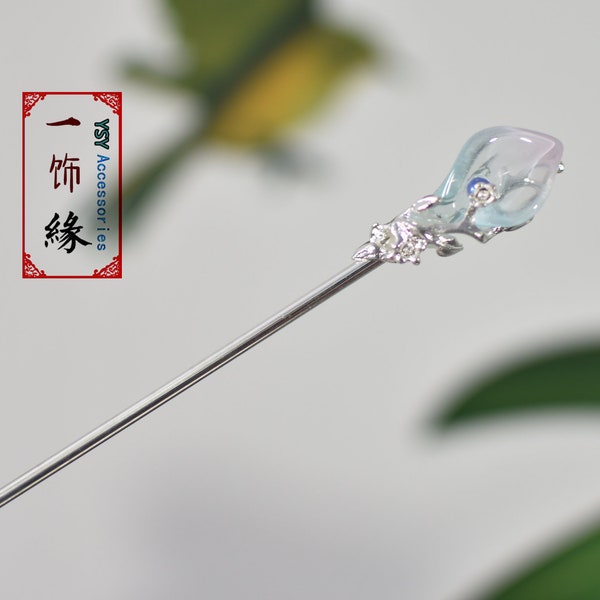 Calla lily Flower Hair Pin/Silver Hair stick/ Asian Hair Accessories/ Bridal Hair Accessories