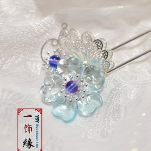 Butterfly Flower Hair Pins/ Sliver Hair stick/Hair Pin/ Asian Hair Accessories/ Bridal Hair Accessories/ Birthday Gift