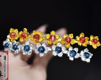 7 Flowers Hair Pin/ Silver/ Golden Hair stick/ Asian Hair Accessories/ Bridal Hair Accessories
