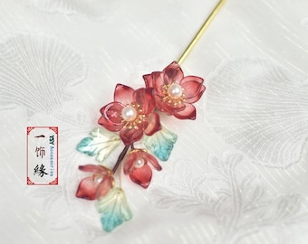 Masterpiece- Hot Hot Tiger Year Flower Water Pearl Chinese Hair Pins/ Hair sticks Asian Hair Accessories/ Chinese Bridal Accessories