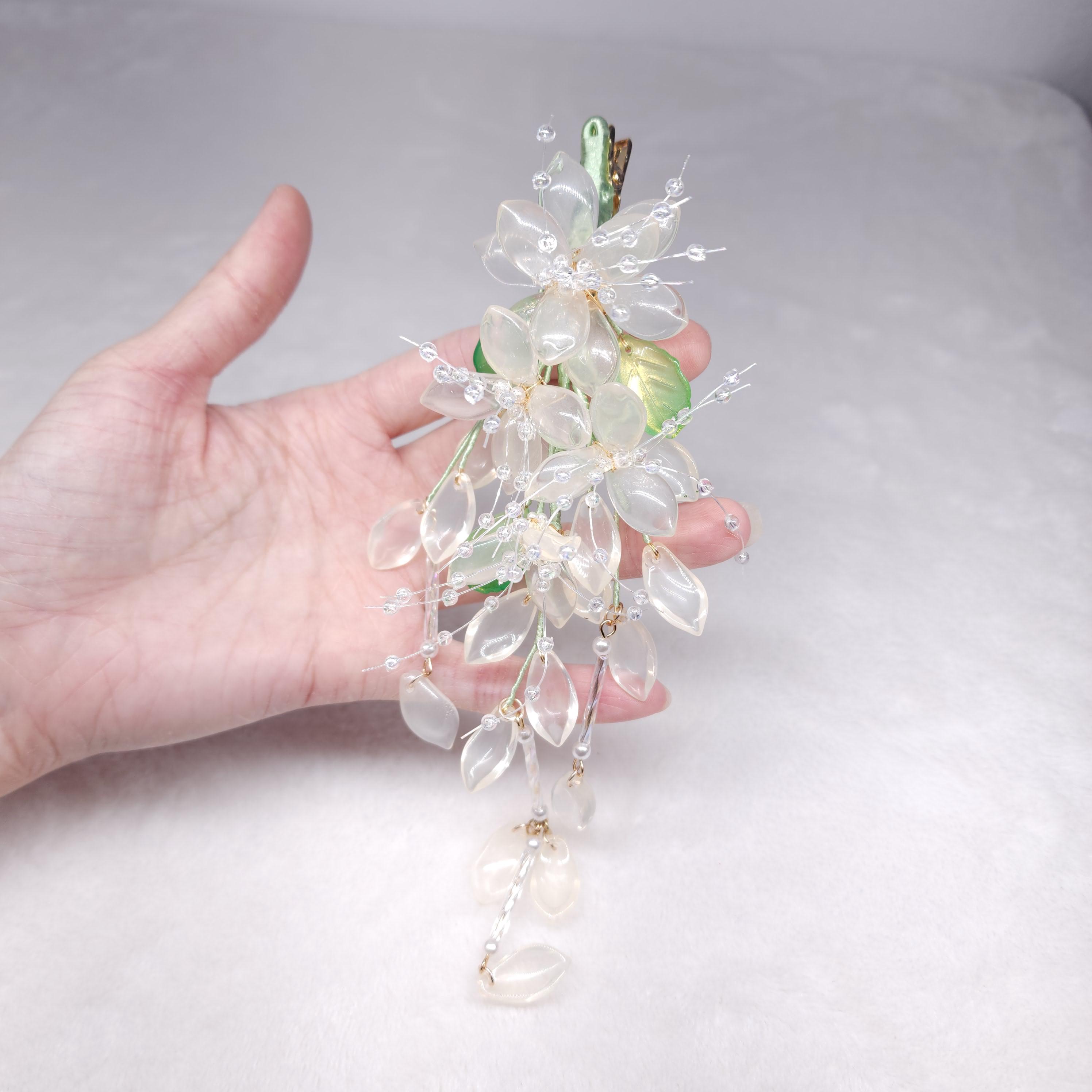 Ethereal Hand Wired Hair Piece Beaded Crystal Rhinestones Flower Wedding Bridal Xerling Wedding Flower Hair Vine - Silver Crystal Bridal  main image 3