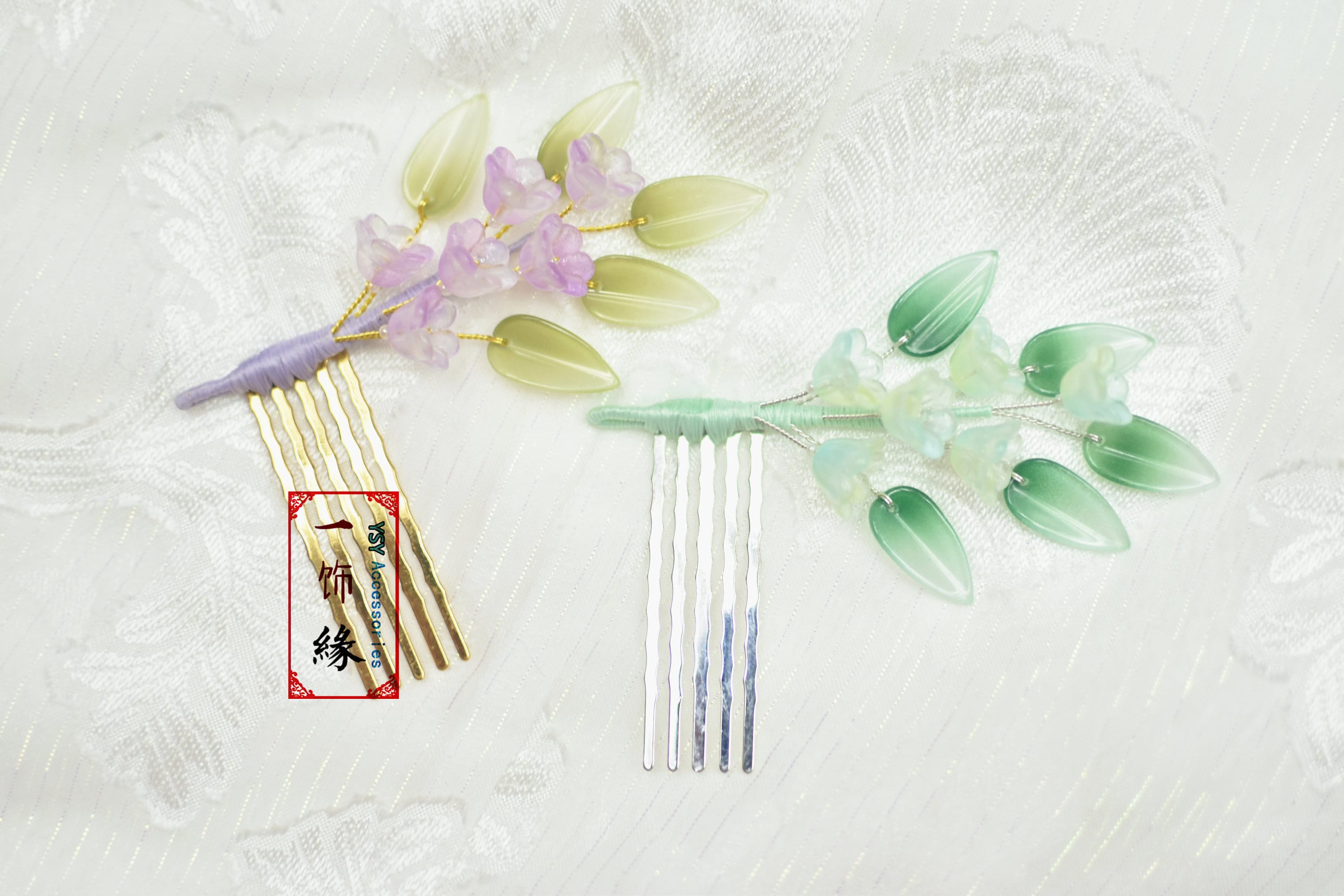 Small Morning Glory Flower Hair Comb Hair Pin/Chinese Asian Hair Accesories/Hair Jewelry