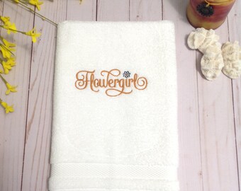 Flowergirl Gift, Hand Towels, Personalized Bridal Party Gifts, Turkish Cotton Towels, Flower Girl Gift, Bridal Party Gifts for Bridesmaids