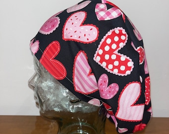 Patterned Hearts European Scrub Cap