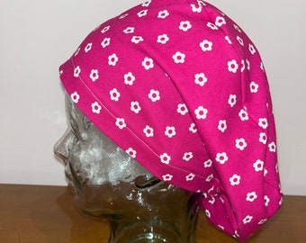 Pink and White Floral European Scrub Cap