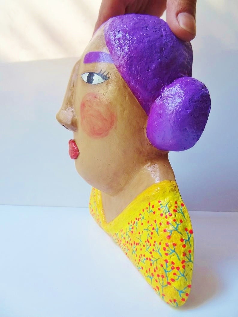 Paper Mache Wall Hanging Woman/Handpainted Wall Art Decor Etsy