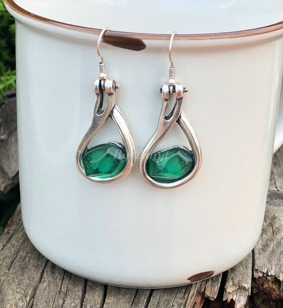 Nuevos Pendientes De Piedra Natural Verde Oscuro Lágrimas De Nuevos Pendientes De Piedra Natural Verde Oscuro Lágrimas De