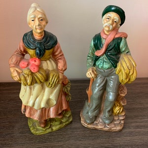 Vintage Rossini Japan Elderly Man and Woman Figurines