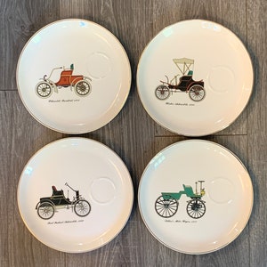 Vintage Luncheon Plate Set Of Three Antique Car Decorative Etsy
