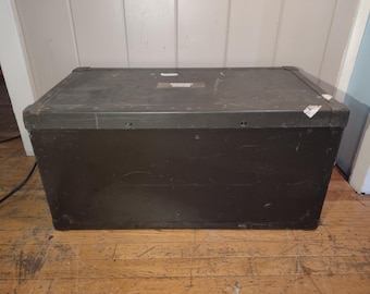 Vintage Military Trunk: Rustic Industrial Farmhouse Storage Chest
