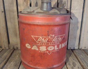 Vintage Red Gas Cans Metal Huffy 2 1/2 Gallon or Eagle 5 Gallon