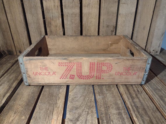 Vintage Wooden 7up Soda Crate – Rustic Wood Box Retro Advertising