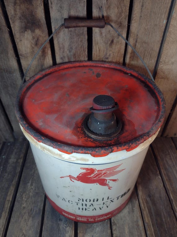 Vintage Mobil Oil Can – Pegasus Tin, 5-gallon Industrial Pail - Etsy