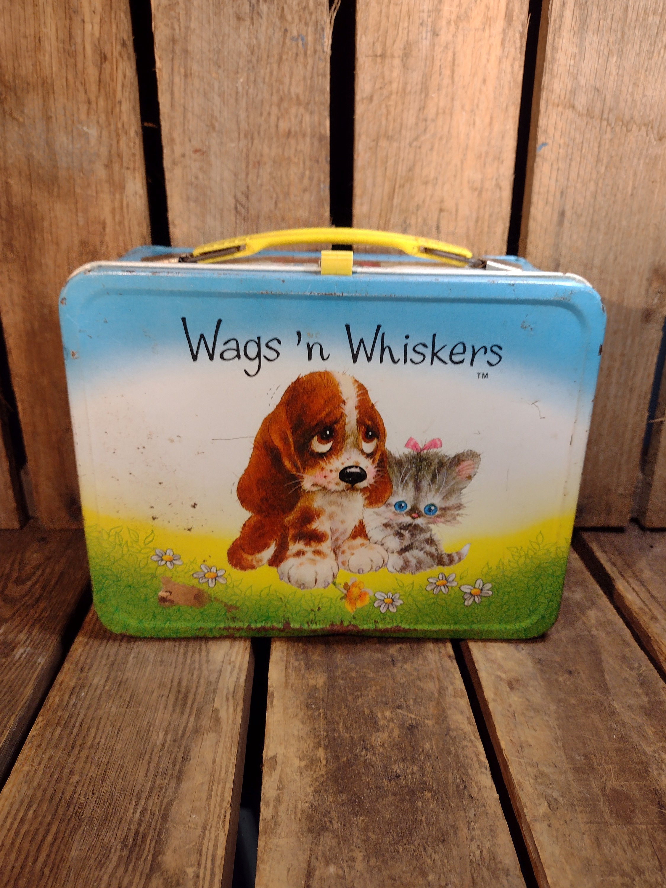 ヴィンテージ　レア　Wags'n Whiskers ランチボックス　サーモス Vintage Wags and Whiskers Lunchbox No Thermos - Etsy
