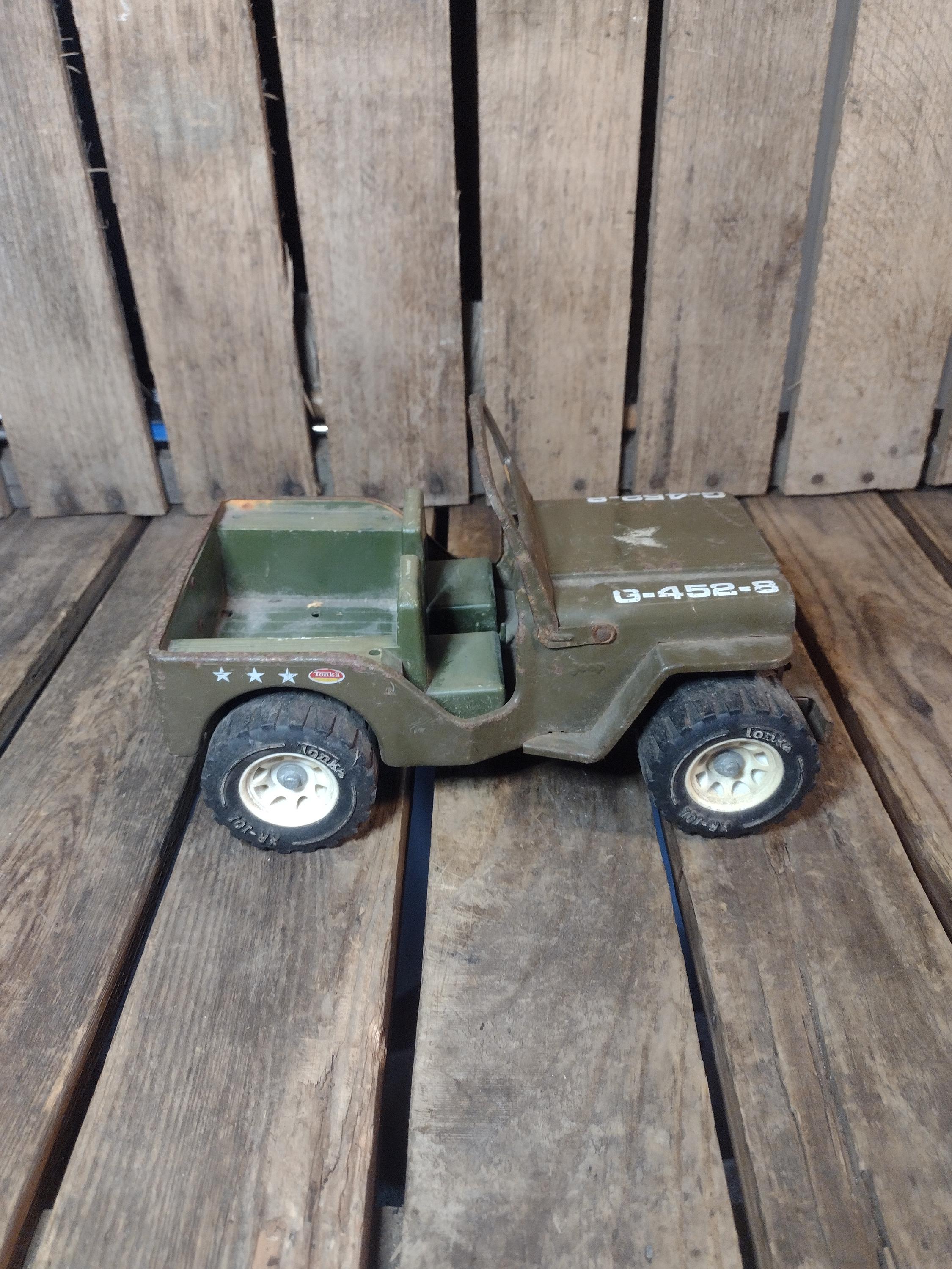 Tonka Military Jeep Pressed Steel Toy Army Truck G-452-8 Green