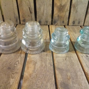 4 Vintage Glass Insulators