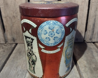 Vintage Red Confectionary Tin: Retro Kitchen Storage Canister